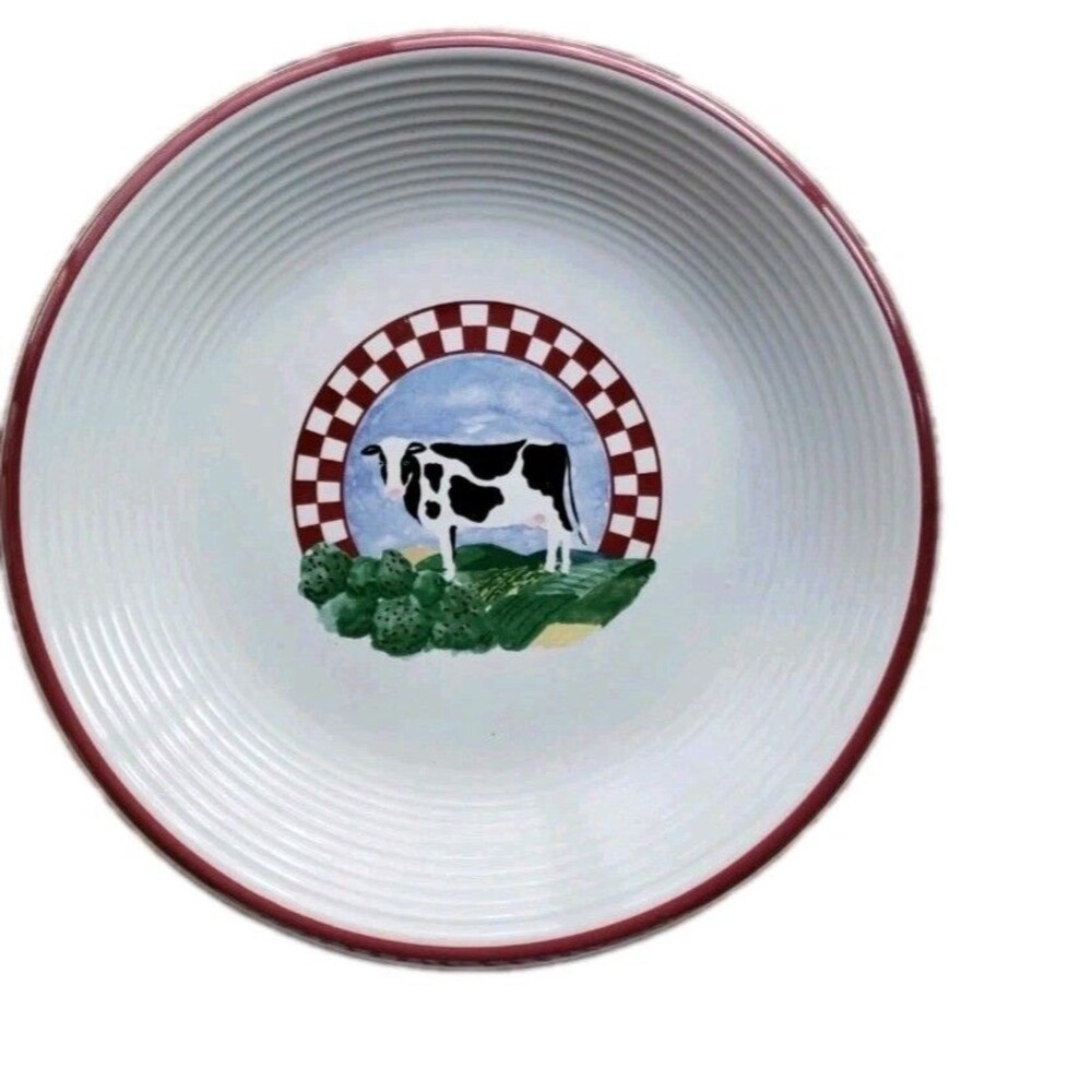 Large 11" Century Stoneware Cow Dinner Plate Platter/ Thailand